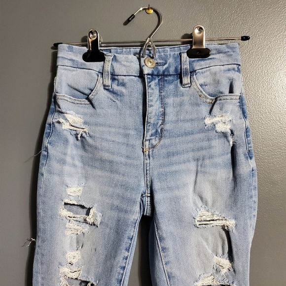 AEO American Eagle Outfitter Curvy Distressed Jeggings Light Wash Dream Jean - Picture 2 of 7